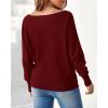 imageBTFBM Womens Trendy Off Shoulder Sweater 2024 Fall Long Sleeve Casual Loose Tunics Asymmetrical Pullover Going Out TopsWine Red