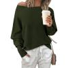 imageBTFBM Womens Trendy Off Shoulder Sweater 2024 Fall Long Sleeve Casual Loose Tunics Asymmetrical Pullover Going Out TopsArmy Green