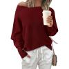 imageBTFBM Womens Trendy Off Shoulder Sweater 2024 Fall Long Sleeve Casual Loose Tunics Asymmetrical Pullover Going Out TopsWine Red