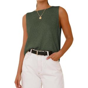 imageBTFBM Womens Sleeveless Sweater Vest 2025 Summer Crew Neck Ribbed Knit Lightweight Pullover Casual Loose Fit Tank TopsArmy Green