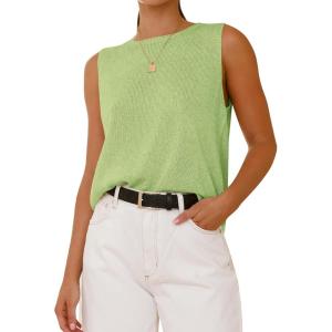imageBTFBM Womens Sleeveless Sweater Vest 2025 Summer Crew Neck Ribbed Knit Lightweight Pullover Casual Loose Fit Tank TopsMint Green