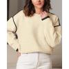 imageBTFBM Fall Sweaters for Women 2025 Trendy Casual Crew Neck Long Sleeve Loose Ribbed Knit Sweater Pullover Jumper TopsSolid Beige