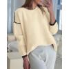 imageBTFBM Fall Sweaters for Women 2025 Trendy Casual Crew Neck Long Sleeve Loose Ribbed Knit Sweater Pullover Jumper TopsSolid Beige