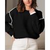 imageBTFBM Fall Sweaters for Women 2025 Trendy Casual Crew Neck Long Sleeve Loose Ribbed Knit Sweater Pullover Jumper TopsSolid Black