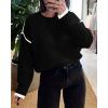 imageBTFBM Fall Sweaters for Women 2025 Trendy Casual Crew Neck Long Sleeve Loose Ribbed Knit Sweater Pullover Jumper TopsSolid Black