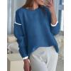 imageBTFBM Fall Sweaters for Women 2025 Trendy Casual Crew Neck Long Sleeve Loose Ribbed Knit Sweater Pullover Jumper TopsSolid Denim Blue