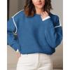 imageBTFBM Fall Sweaters for Women 2025 Trendy Casual Crew Neck Long Sleeve Loose Ribbed Knit Sweater Pullover Jumper TopsSolid Denim Blue