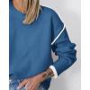 imageBTFBM Fall Sweaters for Women 2025 Trendy Casual Crew Neck Long Sleeve Loose Ribbed Knit Sweater Pullover Jumper TopsSolid Denim Blue
