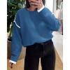 imageBTFBM Fall Sweaters for Women 2025 Trendy Casual Crew Neck Long Sleeve Loose Ribbed Knit Sweater Pullover Jumper TopsSolid Denim Blue