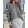 imageBTFBM Fall Sweaters for Women 2025 Trendy Casual Crew Neck Long Sleeve Loose Ribbed Knit Sweater Pullover Jumper TopsSolid Grey