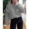 imageBTFBM Fall Sweaters for Women 2025 Trendy Casual Crew Neck Long Sleeve Loose Ribbed Knit Sweater Pullover Jumper TopsSolid Grey