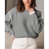 imageBTFBM Fall Sweaters for Women 2025 Trendy Casual Crew Neck Long Sleeve Loose Ribbed Knit Sweater Pullover Jumper TopsSolid Grey