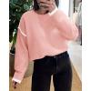 imageBTFBM Fall Sweaters for Women 2025 Trendy Casual Crew Neck Long Sleeve Loose Ribbed Knit Sweater Pullover Jumper TopsSolid Pink