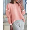 imageBTFBM Fall Sweaters for Women 2025 Trendy Casual Crew Neck Long Sleeve Loose Ribbed Knit Sweater Pullover Jumper TopsSolid Pink