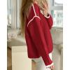 imageBTFBM Fall Sweaters for Women 2025 Trendy Casual Crew Neck Long Sleeve Loose Ribbed Knit Sweater Pullover Jumper TopsSolid Red