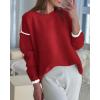 imageBTFBM Fall Sweaters for Women 2025 Trendy Casual Crew Neck Long Sleeve Loose Ribbed Knit Sweater Pullover Jumper TopsSolid Red