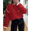 imageBTFBM Fall Sweaters for Women 2025 Trendy Casual Crew Neck Long Sleeve Loose Ribbed Knit Sweater Pullover Jumper TopsSolid Red