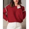 imageBTFBM Fall Sweaters for Women 2025 Trendy Casual Crew Neck Long Sleeve Loose Ribbed Knit Sweater Pullover Jumper TopsSolid Red