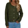 imageBTFBM Women Cardigan Sweaters Fall Fashion 2024 Button Down Long Sleeve Chunky Knit Open Front Tweed Jacket OuterwearSolid Army Green