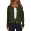 imageBTFBM Women Cardigan Sweaters Fall Fashion 2024 Button Down Long Sleeve Chunky Knit Open Front Tweed Jacket OuterwearSolid Army Green