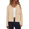 imageBTFBM Women Cardigan Sweaters Fall Fashion 2024 Button Down Long Sleeve Chunky Knit Open Front Tweed Jacket OuterwearSolid Beige