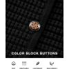 imageBTFBM Women Cardigan Sweaters Fall Fashion 2024 Button Down Long Sleeve Chunky Knit Open Front Tweed Jacket OuterwearSolid Black