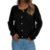 imageBTFBM Women Cardigan Sweaters Fall Fashion 2024 Button Down Long Sleeve Chunky Knit Open Front Tweed Jacket OuterwearSolid Black