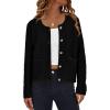 imageBTFBM Women Cardigan Sweaters Fall Fashion 2024 Button Down Long Sleeve Chunky Knit Open Front Tweed Jacket OuterwearSolid Black
