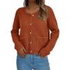 imageBTFBM Women Cardigan Sweaters Fall Fashion 2024 Button Down Long Sleeve Chunky Knit Open Front Tweed Jacket OuterwearSolid Caramel