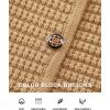 imageBTFBM Women Cardigan Sweaters Fall Fashion 2024 Button Down Long Sleeve Chunky Knit Open Front Tweed Jacket OuterwearSolid Khaki