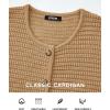imageBTFBM Women Cardigan Sweaters Fall Fashion 2024 Button Down Long Sleeve Chunky Knit Open Front Tweed Jacket OuterwearSolid Khaki