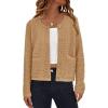 imageBTFBM Women Cardigan Sweaters Fall Fashion 2024 Button Down Long Sleeve Chunky Knit Open Front Tweed Jacket OuterwearSolid Khaki