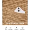 imageBTFBM Women Cardigan Sweaters Fall Fashion 2024 Button Down Long Sleeve Chunky Knit Open Front Tweed Jacket OuterwearSolid Khaki