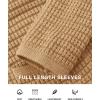 imageBTFBM Women Cardigan Sweaters Fall Fashion 2024 Button Down Long Sleeve Chunky Knit Open Front Tweed Jacket OuterwearSolid Khaki