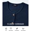 imageBTFBM Women Cardigan Sweaters Fall Fashion 2024 Button Down Long Sleeve Chunky Knit Open Front Tweed Jacket OuterwearSolid Navy