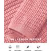 imageBTFBM Women Cardigan Sweaters Fall Fashion 2024 Button Down Long Sleeve Chunky Knit Open Front Tweed Jacket OuterwearSolid Pink