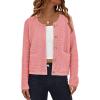 imageBTFBM Women Cardigan Sweaters Fall Fashion 2024 Button Down Long Sleeve Chunky Knit Open Front Tweed Jacket OuterwearSolid Pink