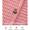 imageBTFBM Women Cardigan Sweaters Fall Fashion 2024 Button Down Long Sleeve Chunky Knit Open Front Tweed Jacket OuterwearSolid Pink