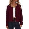 imageBTFBM Women Cardigan Sweaters Fall Fashion 2024 Button Down Long Sleeve Chunky Knit Open Front Tweed Jacket OuterwearSolid Wine Red