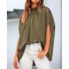 imageBTFBM Women Mock Neck Summer Tops 2025 Spring Batwing Short Sleeve Loose High Low Hem Casual Oversized Blouses ShirtsArmy Green