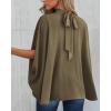 imageBTFBM Women Mock Neck Summer Tops 2025 Spring Batwing Short Sleeve Loose High Low Hem Casual Oversized Blouses ShirtsArmy Green