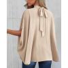imageBTFBM Women Mock Neck Summer Tops 2025 Spring Batwing Short Sleeve Loose High Low Hem Casual Oversized Blouses ShirtsBeige
