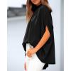 imageBTFBM Women Mock Neck Summer Tops 2025 Spring Batwing Short Sleeve Loose High Low Hem Casual Oversized Blouses ShirtsBlack