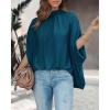 imageBTFBM Women Mock Neck Summer Tops 2025 Spring Batwing Short Sleeve Loose High Low Hem Casual Oversized Blouses ShirtsDark Blue