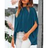 imageBTFBM Women Mock Neck Summer Tops 2025 Spring Batwing Short Sleeve Loose High Low Hem Casual Oversized Blouses ShirtsDark Blue