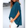 imageBTFBM Women Mock Neck Summer Tops 2025 Spring Batwing Short Sleeve Loose High Low Hem Casual Oversized Blouses ShirtsDark Blue