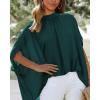 imageBTFBM Women Mock Neck Summer Tops 2025 Spring Batwing Short Sleeve Loose High Low Hem Casual Oversized Blouses ShirtsDark Green