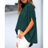 imageBTFBM Women Mock Neck Summer Tops 2025 Spring Batwing Short Sleeve Loose High Low Hem Casual Oversized Blouses ShirtsDark Green