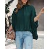 imageBTFBM Women Mock Neck Summer Tops 2025 Spring Batwing Short Sleeve Loose High Low Hem Casual Oversized Blouses ShirtsDark Green