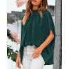 imageBTFBM Women Mock Neck Summer Tops 2025 Spring Batwing Short Sleeve Loose High Low Hem Casual Oversized Blouses ShirtsDark Green